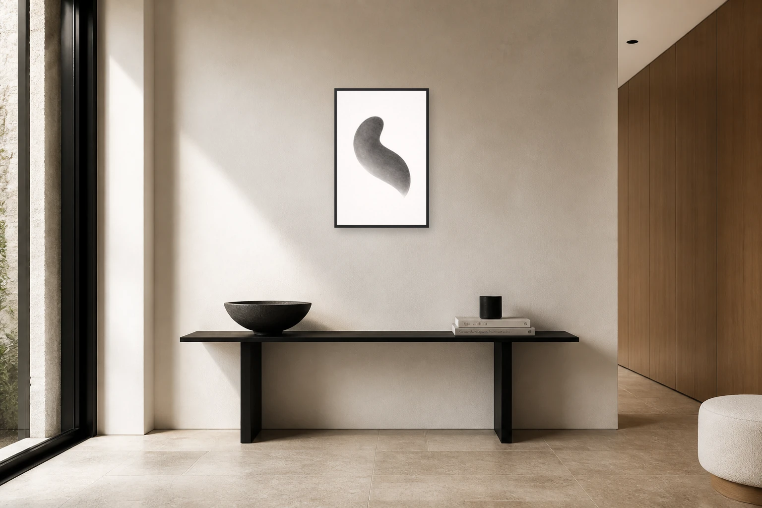 Form No. 1 shown as A1 in Matte Black, styled in a Minimal stone entry