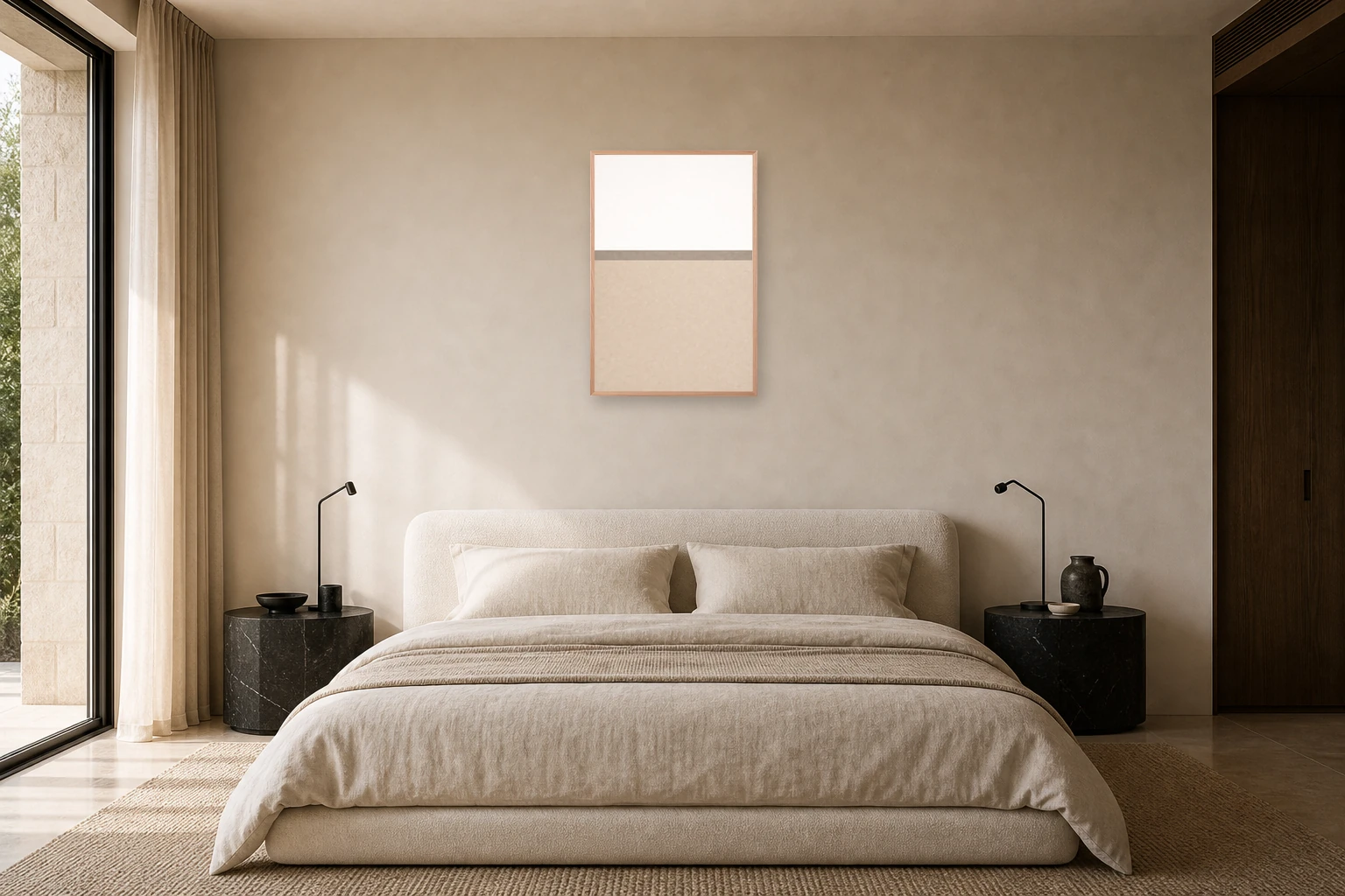 Horizon No. 2 shown as A1 in Tasmanian Oak, styled in a Serene sand-toned suite